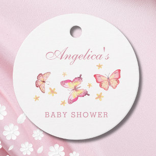 Flicka Shower för kvinnlig Rosa Butterfly Gåvor Etiketter