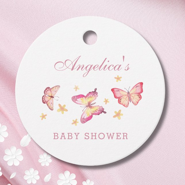 Flicka Shower för kvinnlig Rosa Butterfly Gåvor Etiketter (Skapare uppladdad)