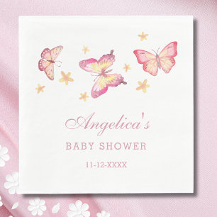 Flicka Shower för kvinnlig Rosa Butterfly Pappersservett