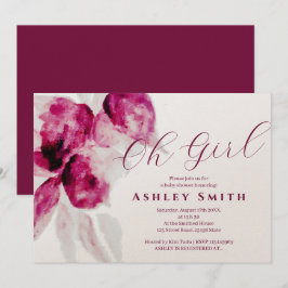 Flicka Shower för unik Burgundy Watercolor Blommig Inbjudningar