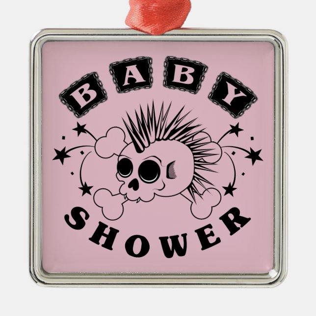 Flicka Shower Inbjudan Julgransprydnad Metall (Framsidan)