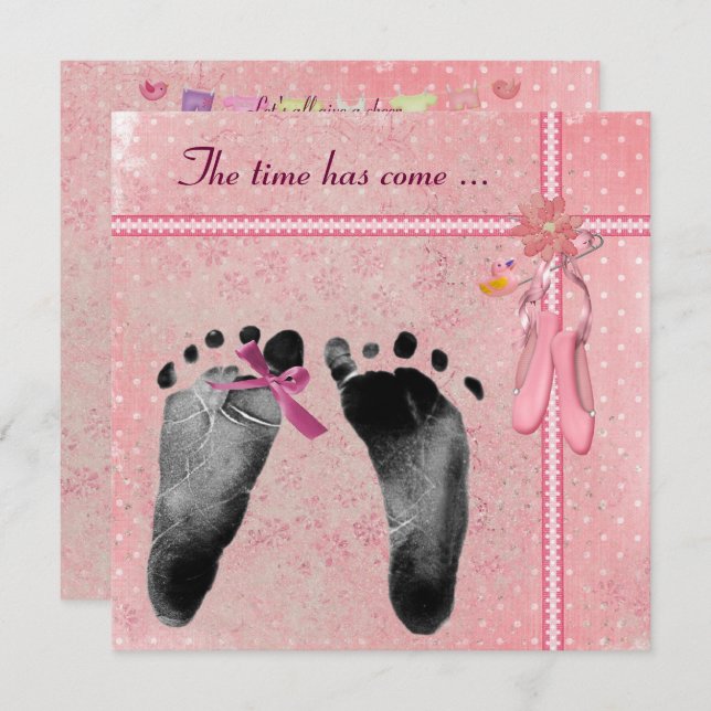 Flicka Shower Inbjudningar (Fram/baksida)