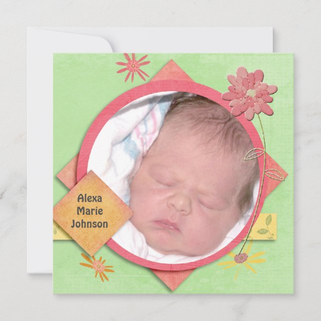 Flicka Shower med Anpassningsbar Photo Inbjudningar (Framsida)