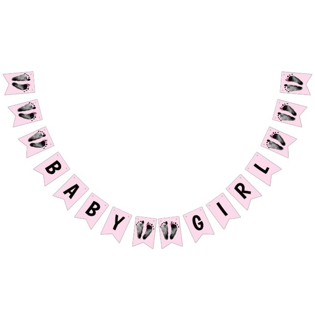 Flicka Shower med fotavtryck Vimplar (Alla)