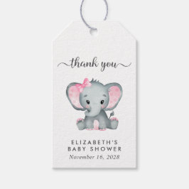 Flicka Shower Rosa Elephant Tack Presentetikett