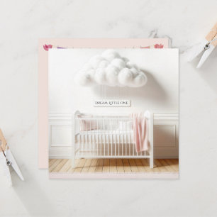 Flicka Shower with White Crib and Cloud Inbjudningar