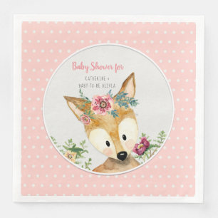 Flicka Shower Woodland Animal Boho Hjort Flowers Pappersservett