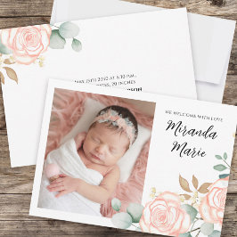 Flicka Simple Newborn Photo Script Rosa Blommigt