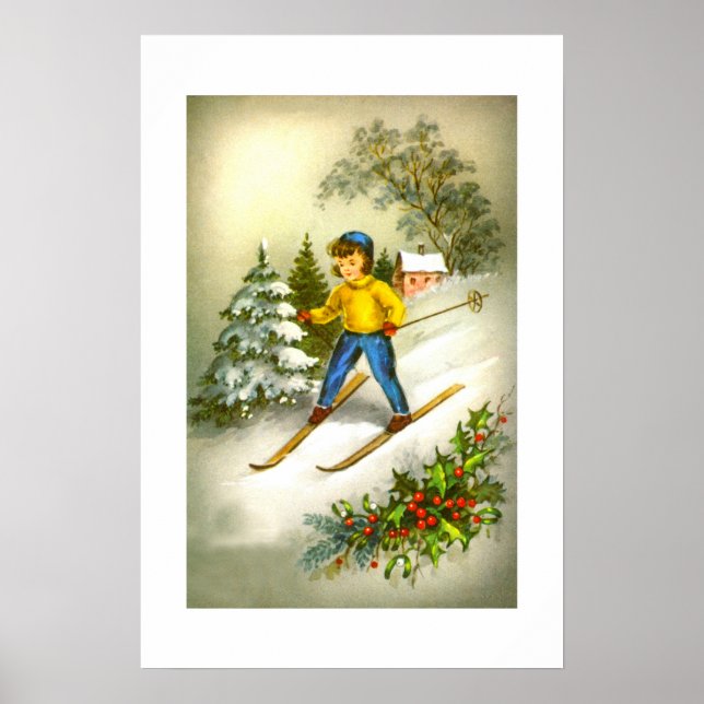 Flicka skidåkning poster (Framsidan)