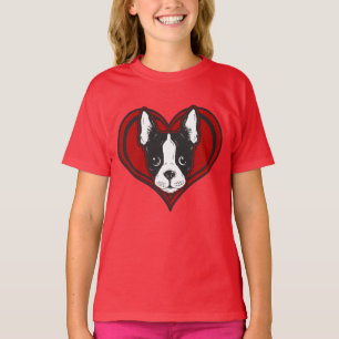 Flicka skjorta för hjärta för Boston Terrier T-shirt