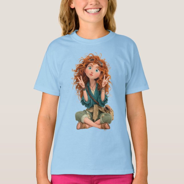 Flicka skjorta med blå färg t shirt (Framsida)