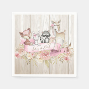 Flicka Skogs djur Baby Shower Pappersservett