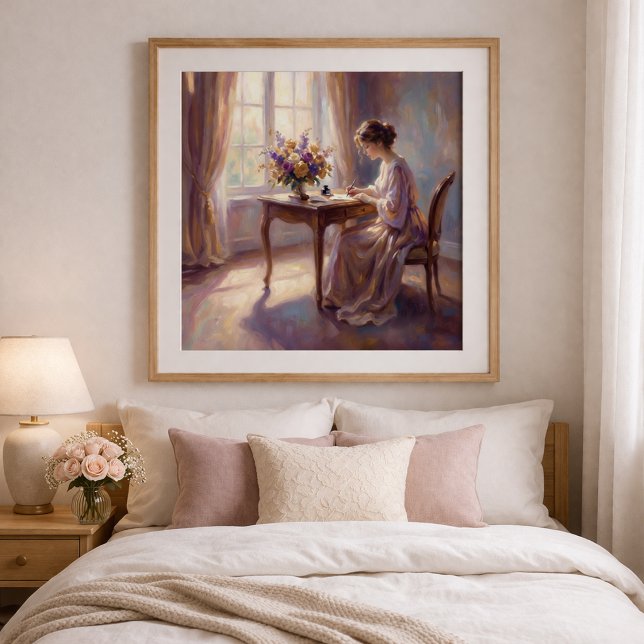 Flicka skriver ett brev till mamma Affisch (Skapare uppladdad)