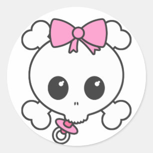 Flicka Skully Runt Klistermärke
