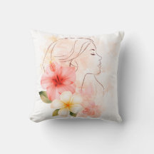 Flicka sluter ögonen med blomma- akvarell