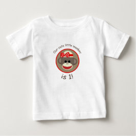 Flicka Sock monkey första födelsedagskjorta röd Tee