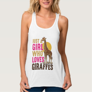 Flicka som älskar giraffer Vintage Girafftröja Des Linne Med Racerback