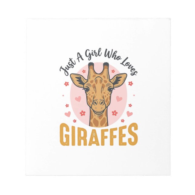 Flicka som älskar giraffer Vintage gravyrdesign_1 Anteckningsblock (Framsida)
