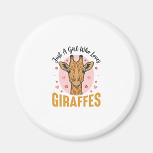 Flicka som älskar giraffer Vintage gravyrdesign_1 Magnet