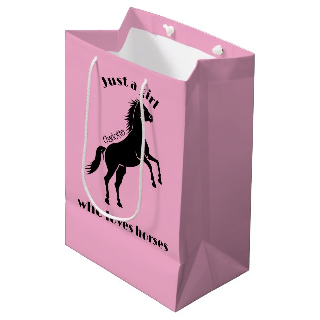 Flicka Som älskar Hästar Designpresentpåse (Framsidan Vinklad)