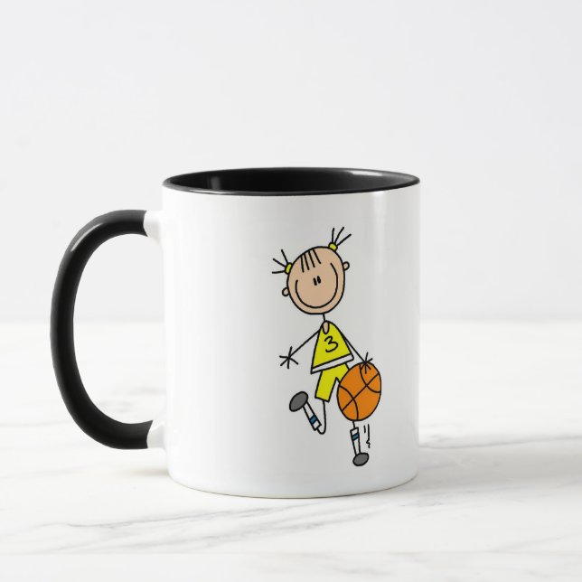 Flicka som driblar basketboll T-shirts och present Mugg (Vänster)