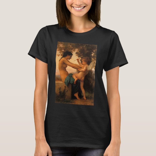 Flicka som försvarar sig mot Cupid av Bouguereau Tee (Framsida)
