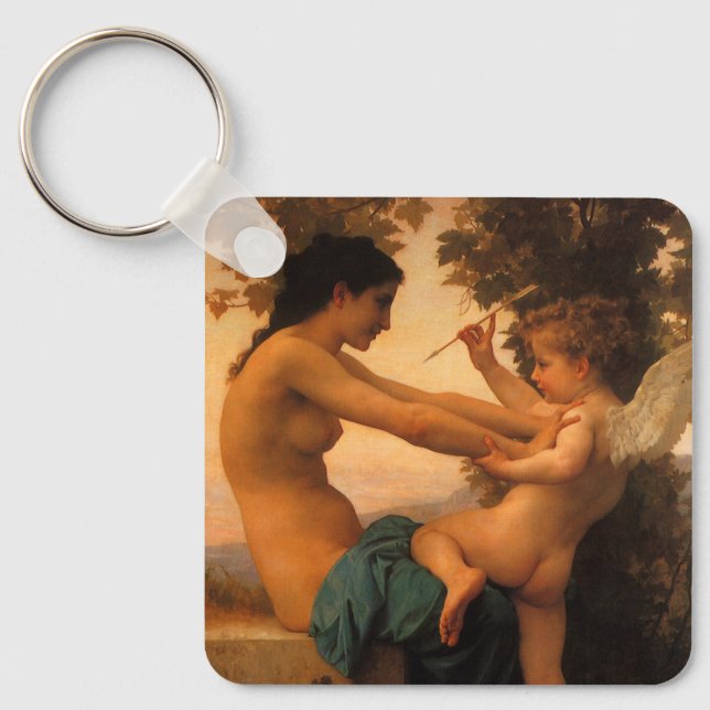 Flicka som försvarar sig mot Cupido av Bouguereau Nyckelring (Framsida)