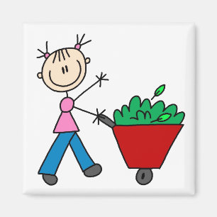 Flicka som gör Yardworkmagneten Magnet