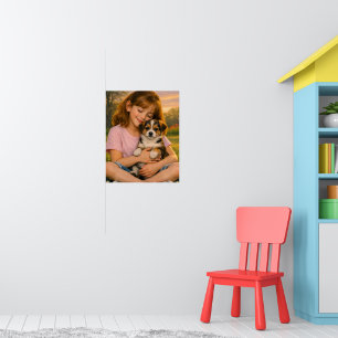 Flicka som håller valp Sovrumsaffisch Poster