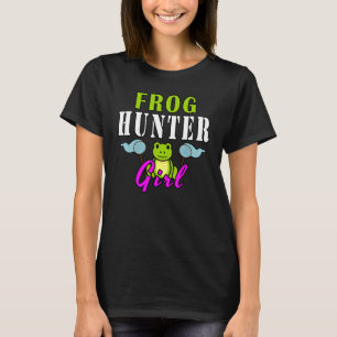 Flicka som jagar grodor fångare grodor amfibie dju t shirt