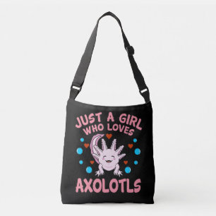 Flicka som Kärlek Axolotls Kawaii Animal Axolotl Axelväska