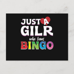 Flicka som Kärlek Bingo Player Lucky Game Gamble G Vykort