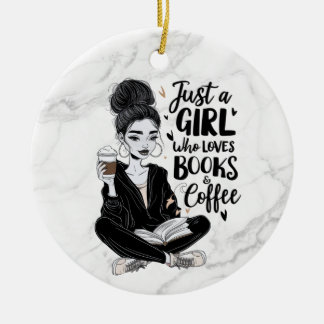 Flicka som Kärlek Bokar & Coffee Anpassningsbar Bl Julgransprydnad Keramik