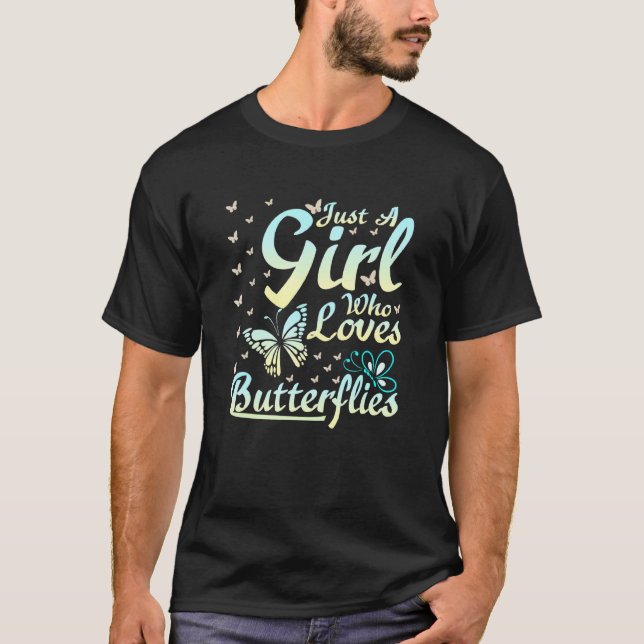 Flicka som Kärlek Butterflies T Shirt (Framsida)