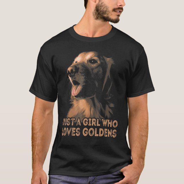 Flicka som Kärlek Golden Retrivers Hund Golden Ret T Shirt (Framsida)