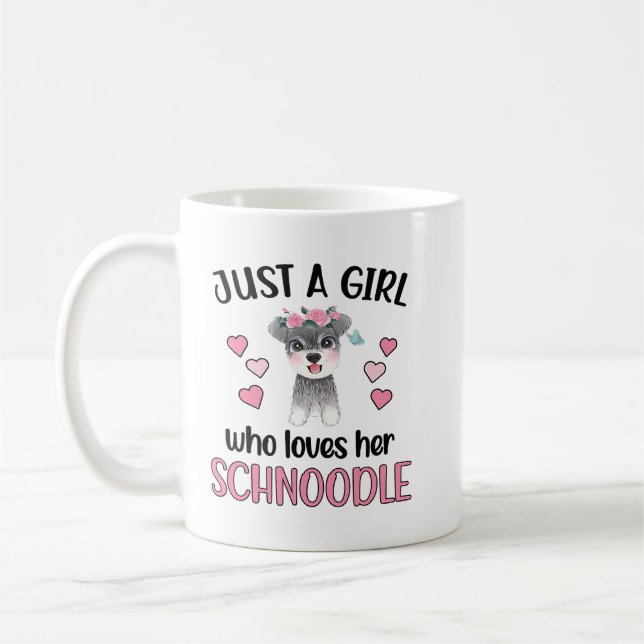 Flicka som Kärlek Hennes Schnoodle Mamma 579 Kaffemugg (Vänster)