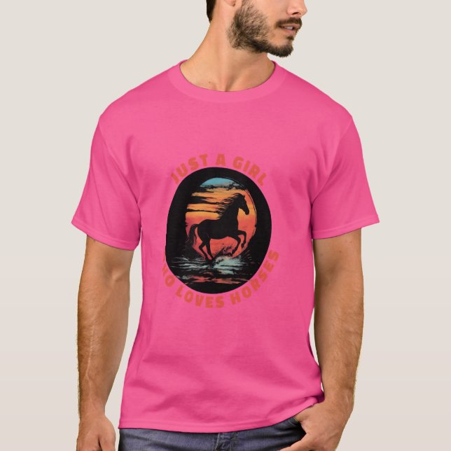 Flicka som Kärlek Horses Funny Women's Equestrian  T Shirt (Framsida)