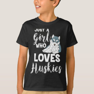 Flicka som Kärlek Huskies Siberian husky Hund älsk T Shirt