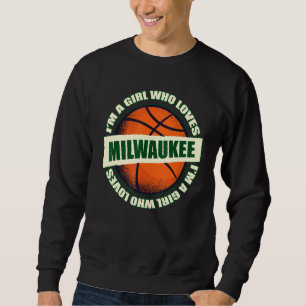 Flicka som Kärlek Milwaukee Basketball B Boll City Lång Ärmad Tröja