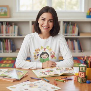 Flicka som läser och lär sig ABC-bokstäver och lek T Shirt