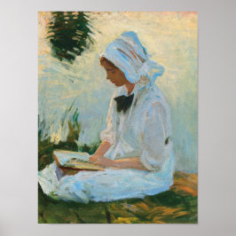 Flicka som läser vid en bäck, Sargent 1888 Poster