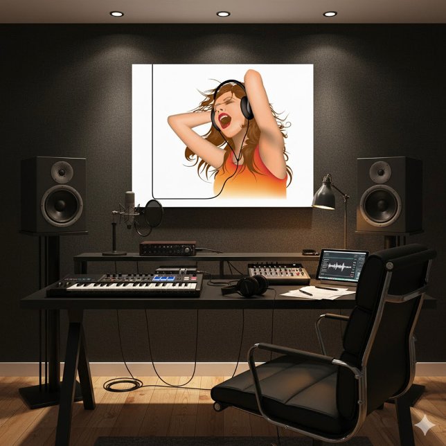 Flicka som lyssnar på musik poster (Skapare uppladdad)