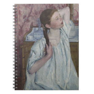 Flicka som ordnar henne hår, 1886 (olja på kanfa anteckningsbok