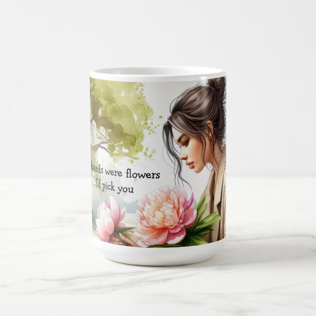 Flicka som plockar blommor Vänskapsmeddelande Kaffemugg (Center)