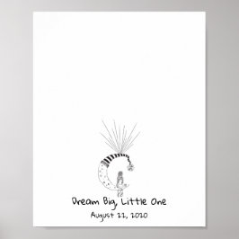 Flicka som sitter på månen fingeravtryck ballong b poster