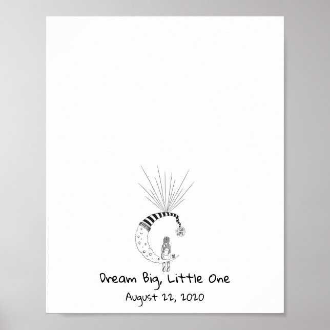 Flicka som sitter på månen fingeravtryck ballongbo poster (Framsidan)