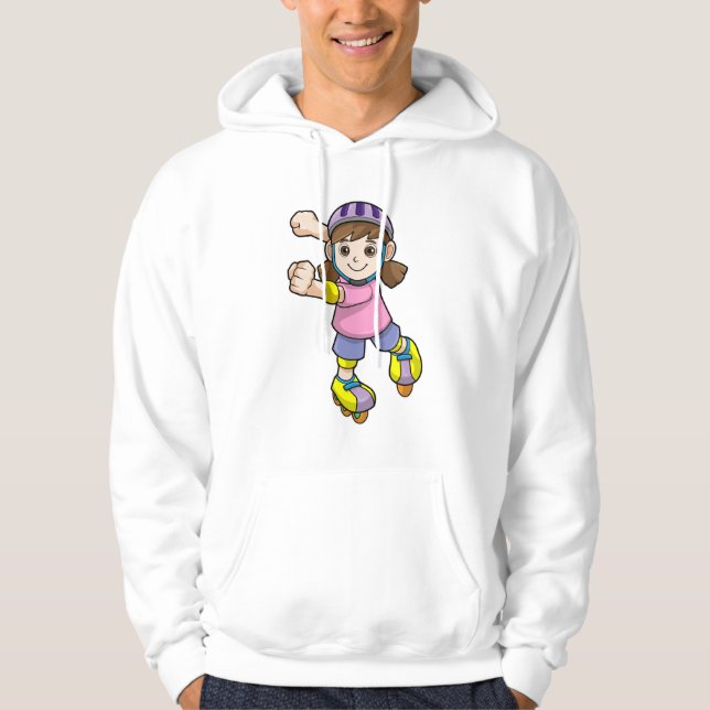 Flicka som Skater med Skates & Helmet Hoodie (Framsida)