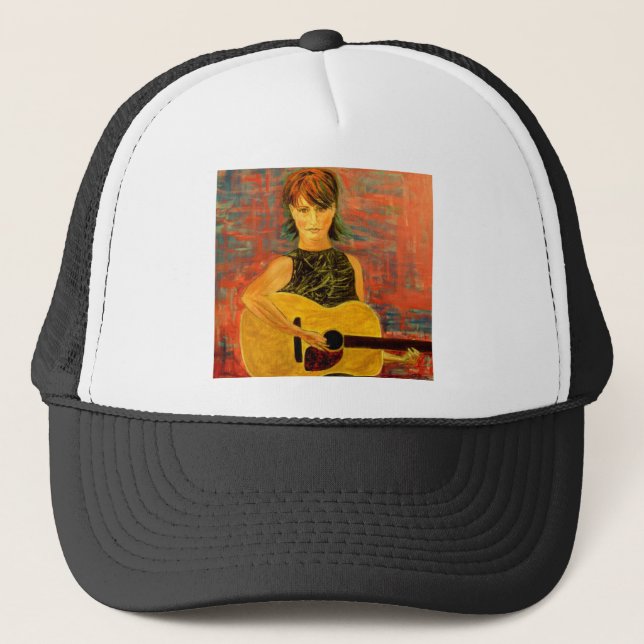 flicka som spelar akustisk gitarr keps (Framsida)
