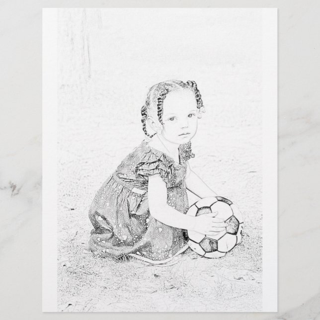 Flicka som spelar fotboll färgsida (Framsida)