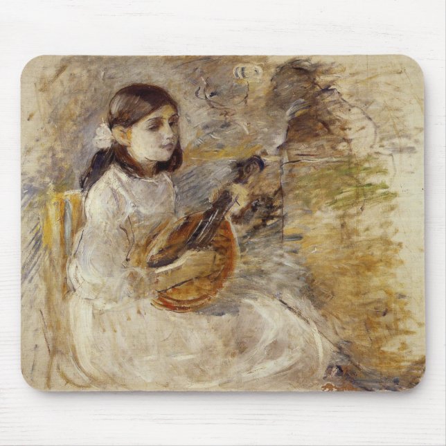 Flicka som spelar mandolin (av Berthe Morisot) Musmatta (Framsidan)